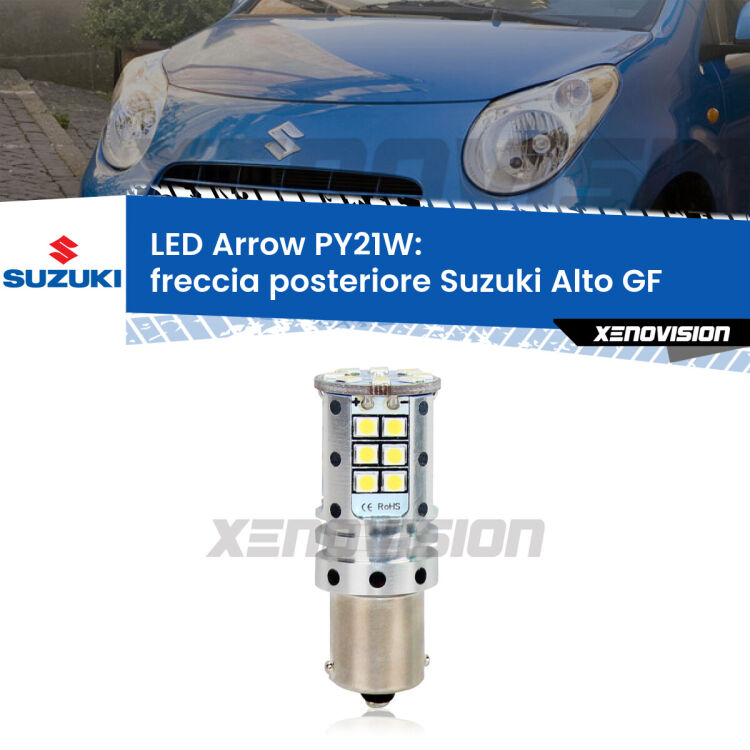 <strong>Freccia posteriore LED no-spie per Suzuki Alto</strong> GF 2009 in poi. Lampada <strong>PY21W</strong> modello top di gamma Arrow.