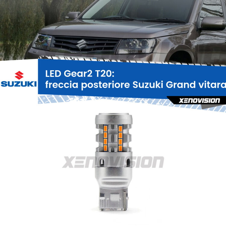 Freccia posteriore LED Suzuki Grand vitara I FT, HT 1998 - 2006: T20 Gear2 FINE SERIE: NO GARANZIA FINE SERIE: NO GARANZIA <strong>Freccia posteriore LED no-spie per Suzuki Grand vitara I</strong> FT, HT 1998 - 2006. Lampada <strong>T20</strong> modello Gear2 no Hyperflash.