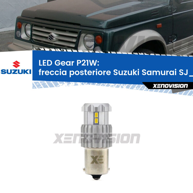 <strong>LED P21W per </strong><strong>Freccia posteriore Suzuki Samurai (SJ_) 1988 - 2004</strong><strong>. </strong>Richiede resistenze per eliminare lampeggio rapido, 3x più luce, compatta. Top Quality.

<strong>Freccia posteriore LED per Suzuki Samurai</strong> SJ_ 1988 - 2004. Lampada <strong>P21W</strong>. Usa delle resistenze per eliminare lampeggio rapido.