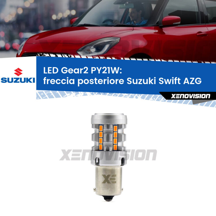 <strong>Freccia posteriore LED no-spie per Suzuki Swift</strong> AZG 2010 - 2016. Lampada <strong>PY21W</strong> modello Gear2 no Hyperflash.