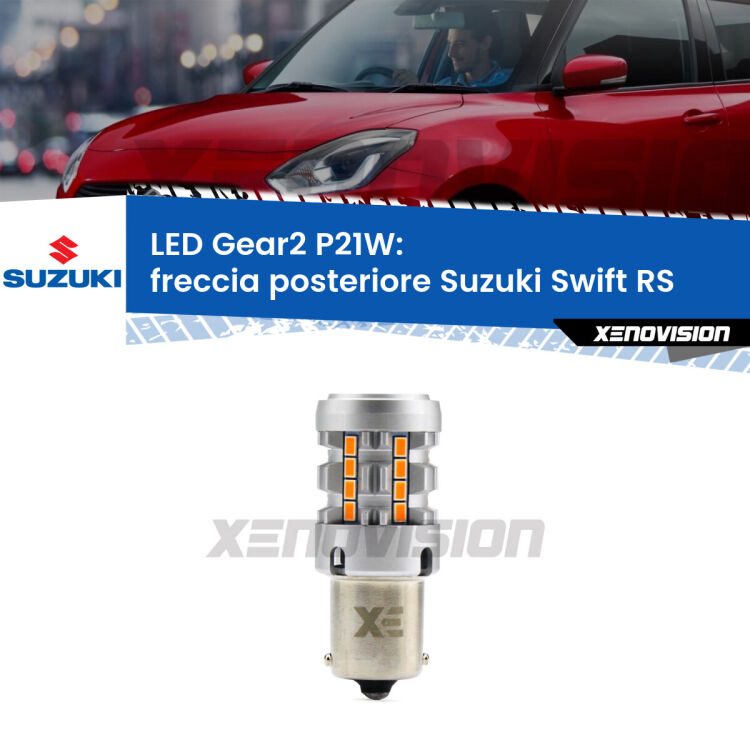 0 Freccia posteriore LED Suzuki Swift RS 2005 - 2010: P21W Gear2 FINE SERIE: NO GARANZIA FINE SERIE: NO GARANZIA <strong>Freccia posteriore LED no-spie per Suzuki Swift</strong> RS 2005 - 2010. Lampada <strong>P21W</strong> modello Gear2 no Hyperflash.
