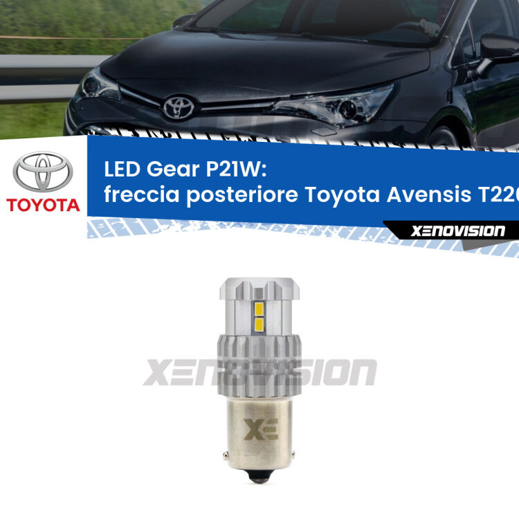 <strong>LED P21W per </strong><strong>Freccia posteriore Toyota Avensis (T220) 2000 - 2003</strong><strong>. </strong>Richiede resistenze per eliminare lampeggio rapido, 3x più luce, compatta. Top Quality.

<strong>Freccia posteriore LED per Toyota Avensis</strong> T220 2000 - 2003. Lampada <strong>P21W</strong>. Usa delle resistenze per eliminare lampeggio rapido.