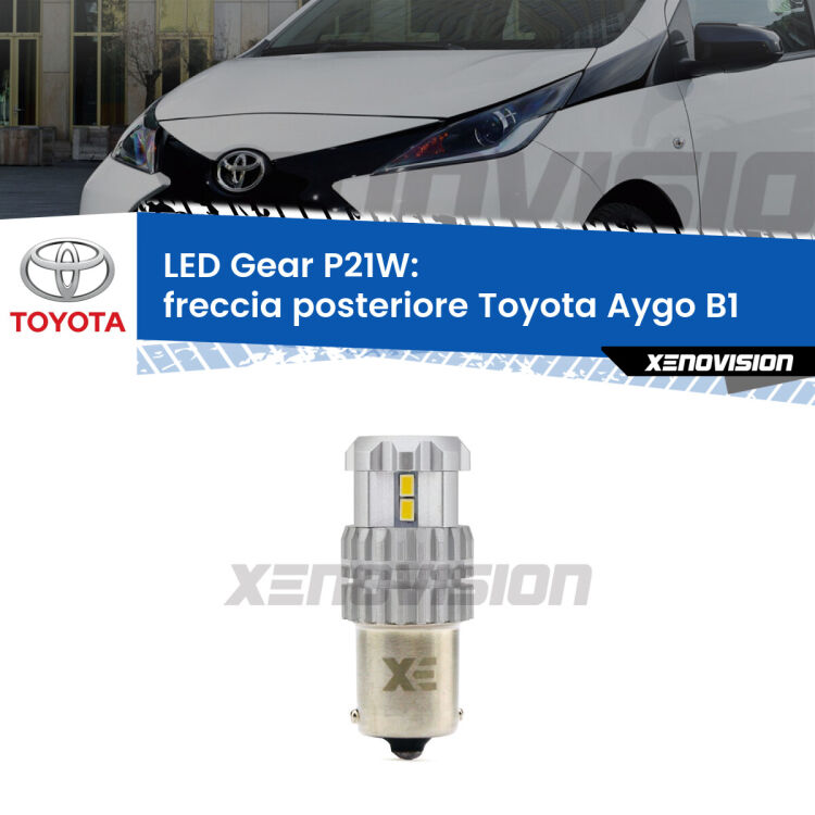 <strong>LED P21W per </strong><strong>Freccia posteriore Toyota Aygo (B1) 2005 - 2014</strong><strong>. </strong>Richiede resistenze per eliminare lampeggio rapido, 3x più luce, compatta. Top Quality.

<strong>Freccia posteriore LED per Toyota Aygo</strong> B1 2005 - 2014. Lampada <strong>P21W</strong>. Usa delle resistenze per eliminare lampeggio rapido.