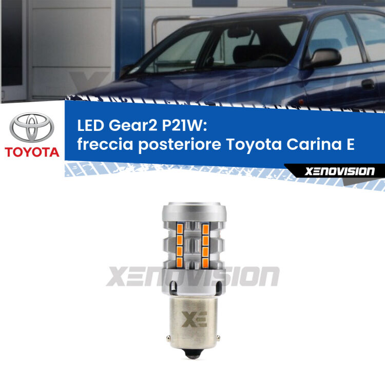 0 Freccia posteriore LED Toyota Carina E 1992 - 1997: P21W Gear2 FINE SERIE: NO GARANZIA FINE SERIE: NO GARANZIA <strong>Freccia posteriore LED no-spie per Toyota Carina E</strong> 1992 - 1997. Lampada <strong>P21W</strong> modello Gear2 no Hyperflash.