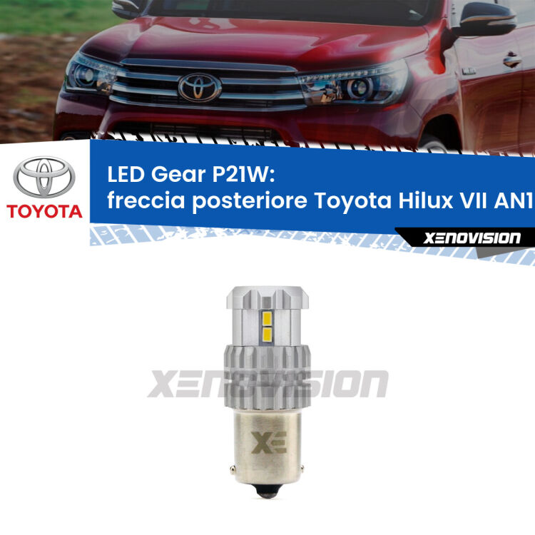 <strong>LED P21W per </strong><strong>Freccia posteriore Toyota Hilux VII (AN10) 2004 - 2015</strong><strong>. </strong>Richiede resistenze per eliminare lampeggio rapido, 3x più luce, compatta. Top Quality.

<strong>Freccia posteriore LED per Toyota Hilux VII</strong> AN10 2004 - 2015. Lampada <strong>P21W</strong>. Usa delle resistenze per eliminare lampeggio rapido.