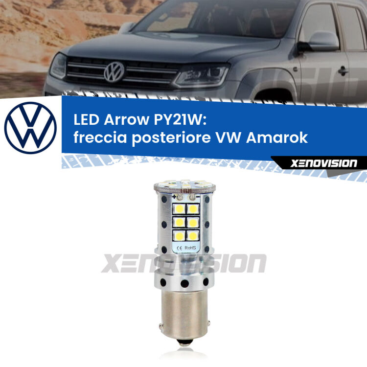 <strong>Freccia posteriore LED no-spie per VW Amarok</strong>  2010 - 2016. Lampada <strong>PY21W</strong> modello top di gamma Arrow.