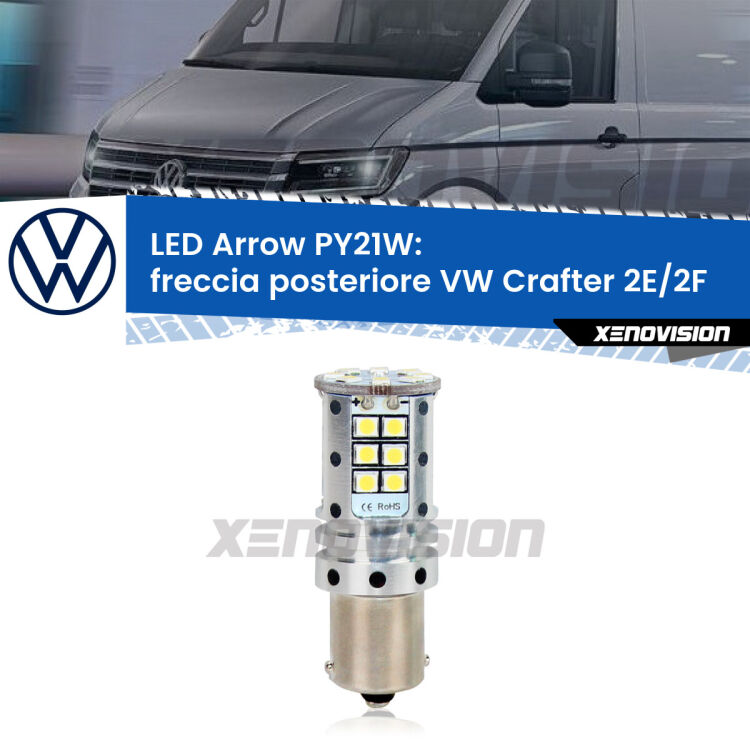 <strong>Freccia posteriore LED no-spie per VW Crafter</strong> 2E/2F 2006 - 2016. Lampada <strong>PY21W</strong> modello top di gamma Arrow.