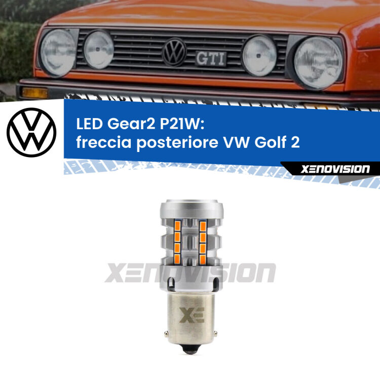 0 Freccia posteriore LED VW Golf 2  1983 - 1990: P21W Gear2 FINE SERIE: NO GARANZIA FINE SERIE: NO GARANZIA <strong>Freccia posteriore LED no-spie per VW Golf 2</strong>  1983 - 1990. Lampada <strong>P21W</strong> modello Gear2 no Hyperflash.