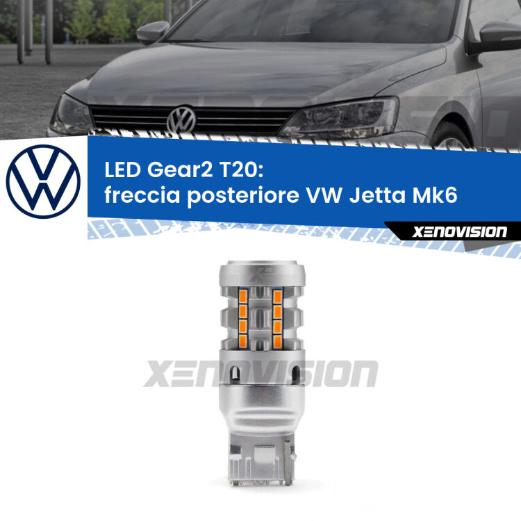<strong>Freccia posteriore LED no-spie per VW Jetta</strong> Mk6 restyling. Lampada <strong>T20</strong> modello Gear2 no Hyperflash.
