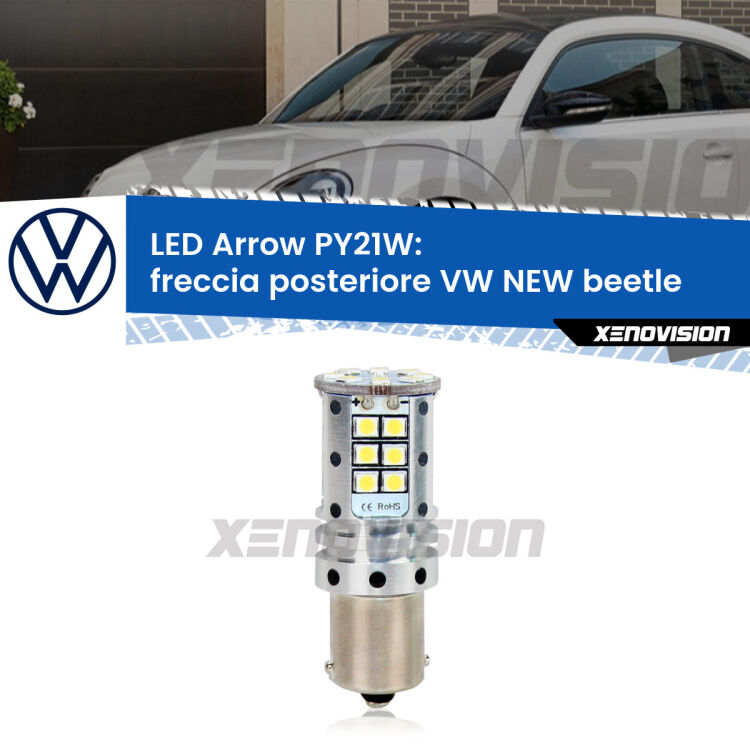<strong>Freccia posteriore LED no-spie per VW NEW beetle</strong>  2005 - 2010. Lampada <strong>PY21W</strong> modello top di gamma Arrow.