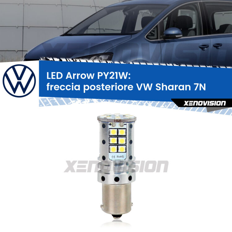 <strong>Freccia posteriore LED no-spie per VW Sharan</strong> 7N 2010 - 2019. Lampada <strong>PY21W</strong> modello top di gamma Arrow.