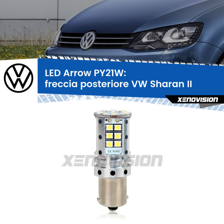 0 Freccia posteriore LED VW Sharan II 2010 - 2019: PY21W Arrow <strong>Freccia posteriore LED no-spie per VW Sharan</strong> II 2010 - 2019. Lampada <strong>PY21W</strong> modello top di gamma Arrow.