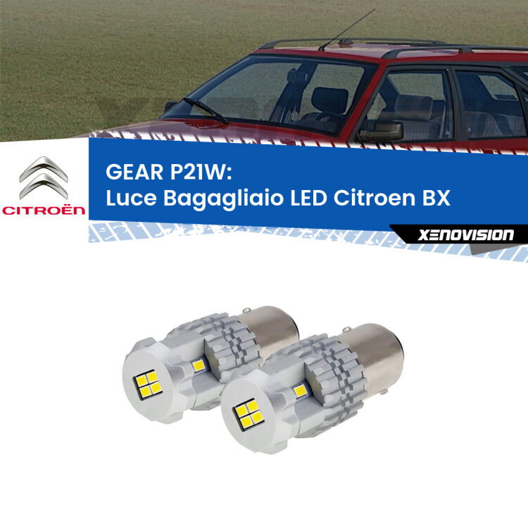 <strong>LED </strong><strong>Luce Bagagliaio Citroen BX  1982 - 1993</strong> . Due lampade LED P21W effetto Stealth, ottima resa in ogni direzione, Qualità Massima.