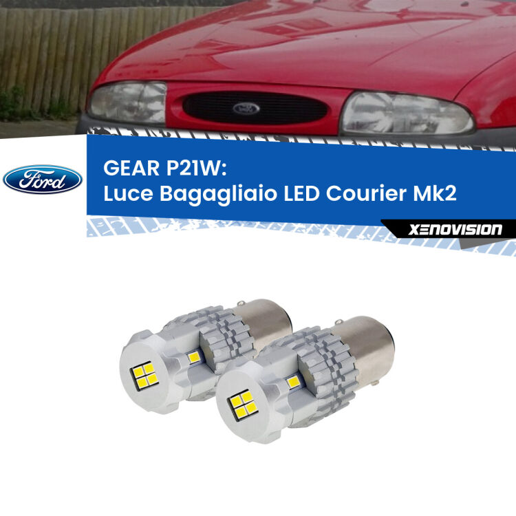 <strong>LED </strong><strong>Luce Bagagliaio Ford Courier (Mk2) 1996 - 2003</strong> . Due lampade LED P21W effetto Stealth, ottima resa in ogni direzione, Qualità Massima.