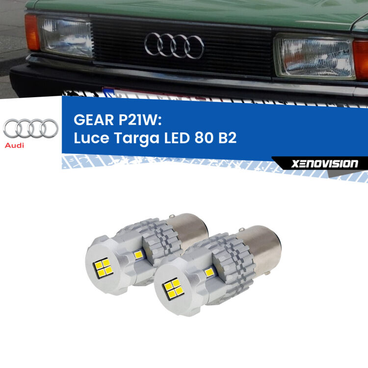 <strong>LED </strong><strong>Luce Targa Audi 80 (B2) 1978 - 1986</strong> . Due lampade LED P21W effetto Stealth, ottima resa in ogni direzione, Qualità Massima.