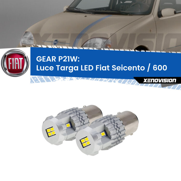 <strong>LED </strong><strong>Luce Targa Fiat Seicento / 600  1998 - 2010</strong> . Due lampade LED P21W effetto Stealth, ottima resa in ogni direzione, Qualità Massima.