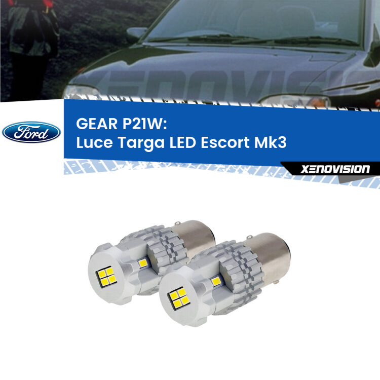 <strong>LED </strong><strong>Luce Targa Ford Escort (Mk3) 1985 - 1990</strong> . Due lampade LED P21W effetto Stealth, ottima resa in ogni direzione, Qualità Massima.