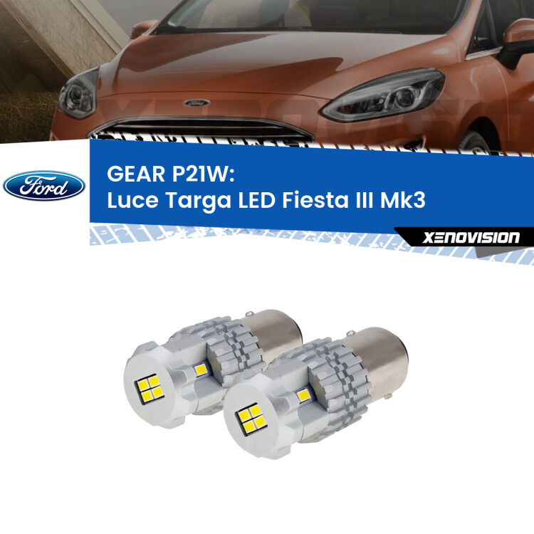 <strong>LED </strong><strong>Luce Targa Ford Fiesta III (Mk3) 1989 - 1995</strong> . Due lampade LED P21W effetto Stealth, ottima resa in ogni direzione, Qualità Massima.