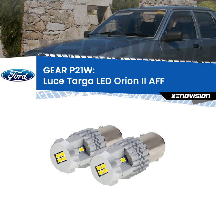 <strong>LED </strong><strong>Luce Targa Ford Orion II (AFF) 1985 - 1990</strong> . Due lampade LED P21W effetto Stealth, ottima resa in ogni direzione, Qualità Massima.