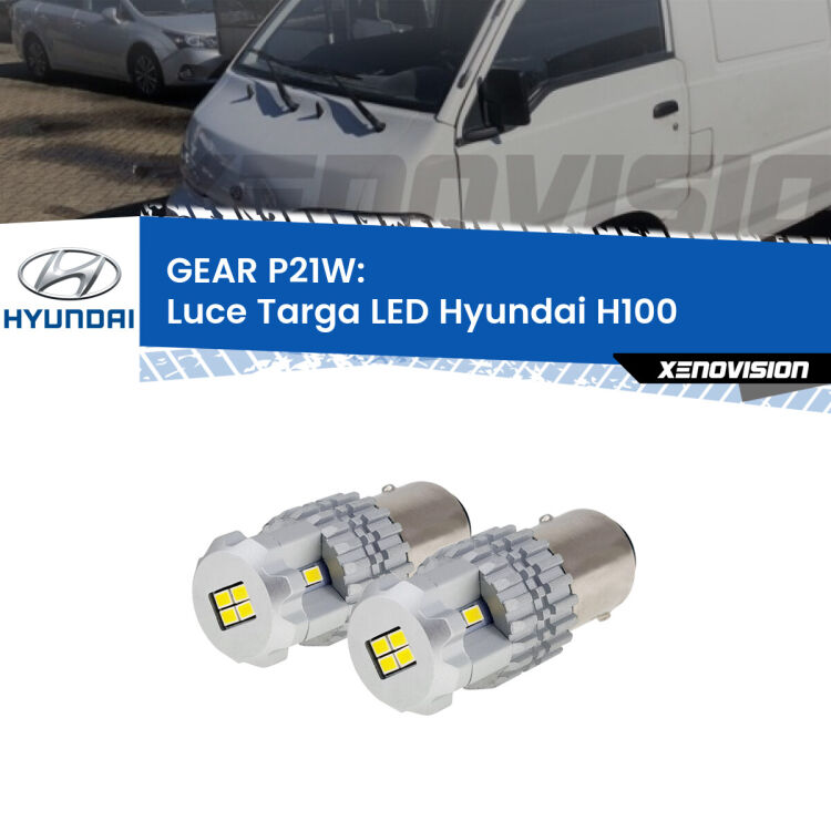 <strong>LED </strong><strong>Luce Targa Hyundai H100  1994 - 2000</strong> . Due lampade LED P21W effetto Stealth, ottima resa in ogni direzione, Qualità Massima.