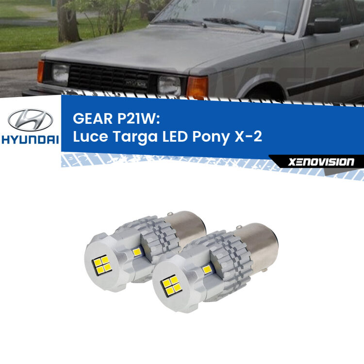 <strong>LED </strong><strong>Luce Targa Hyundai Pony (X-2) 1989 - 1995</strong> . Due lampade LED P21W effetto Stealth, ottima resa in ogni direzione, Qualità Massima.