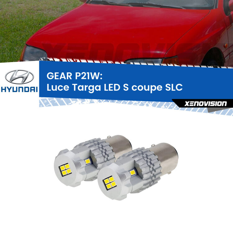 <strong>LED </strong><strong>Luce Targa Hyundai S coupe (SLC) 1990 - 1996</strong> . Due lampade LED P21W effetto Stealth, ottima resa in ogni direzione, Qualità Massima.