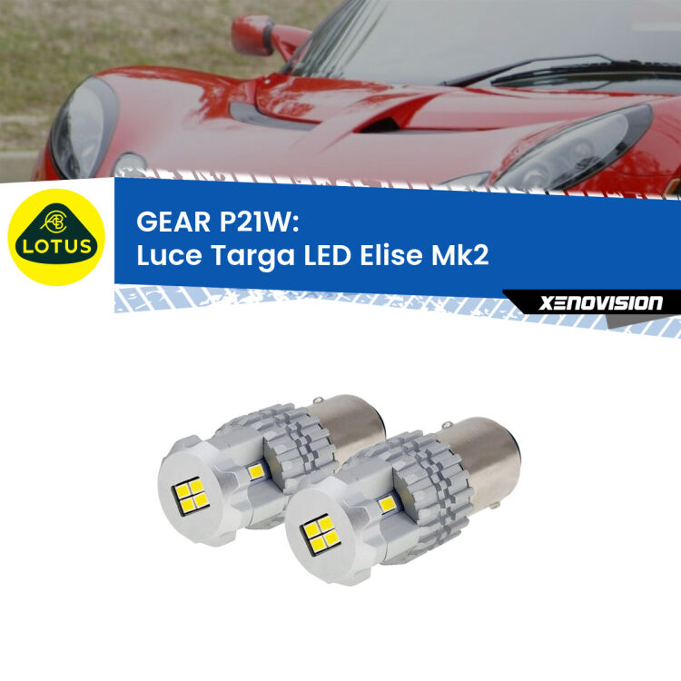 <strong>LED </strong><strong>Luce Targa Lotus Elise (Mk2) 2000 - 2009</strong> . Due lampade LED P21W effetto Stealth, ottima resa in ogni direzione, Qualità Massima.