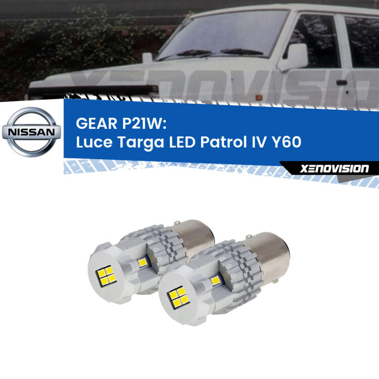 <strong>LED </strong><strong>Luce Targa Nissan Patrol IV (Y60) 1988 - 1997</strong> . Due lampade LED P21W effetto Stealth, ottima resa in ogni direzione, Qualità Massima.