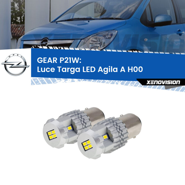 <strong>LED </strong><strong>Luce Targa Opel Agila A (H00) 2000 - 2007</strong> . Due lampade LED P21W effetto Stealth, ottima resa in ogni direzione, Qualità Massima.