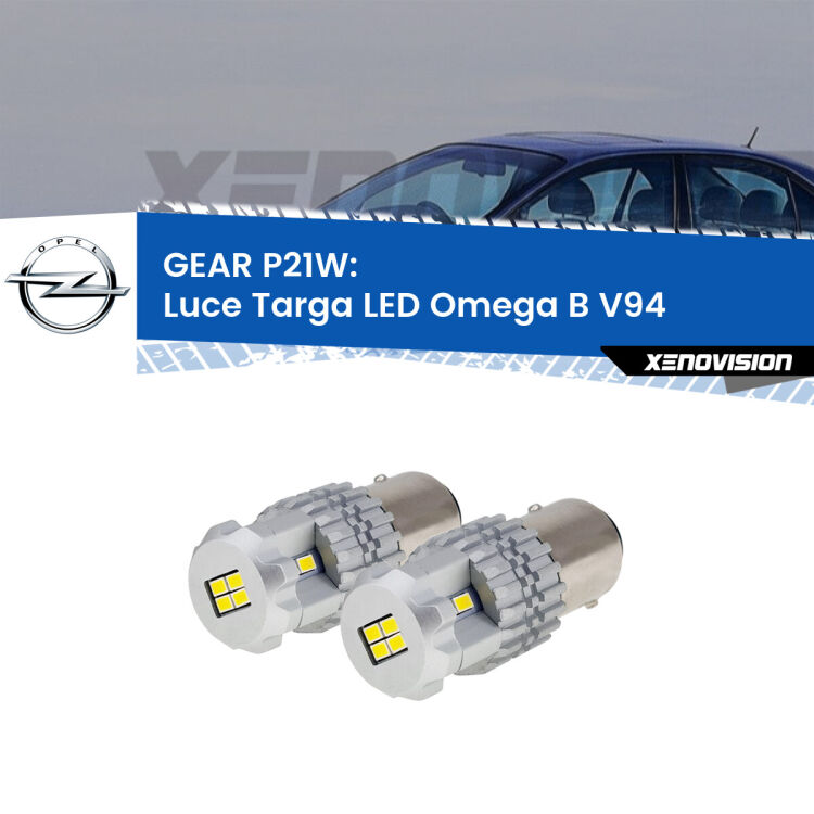 <strong>LED </strong><strong>Luce Targa Opel Omega B (V94) 1994 - 2003</strong> . Due lampade LED P21W effetto Stealth, ottima resa in ogni direzione, Qualità Massima.