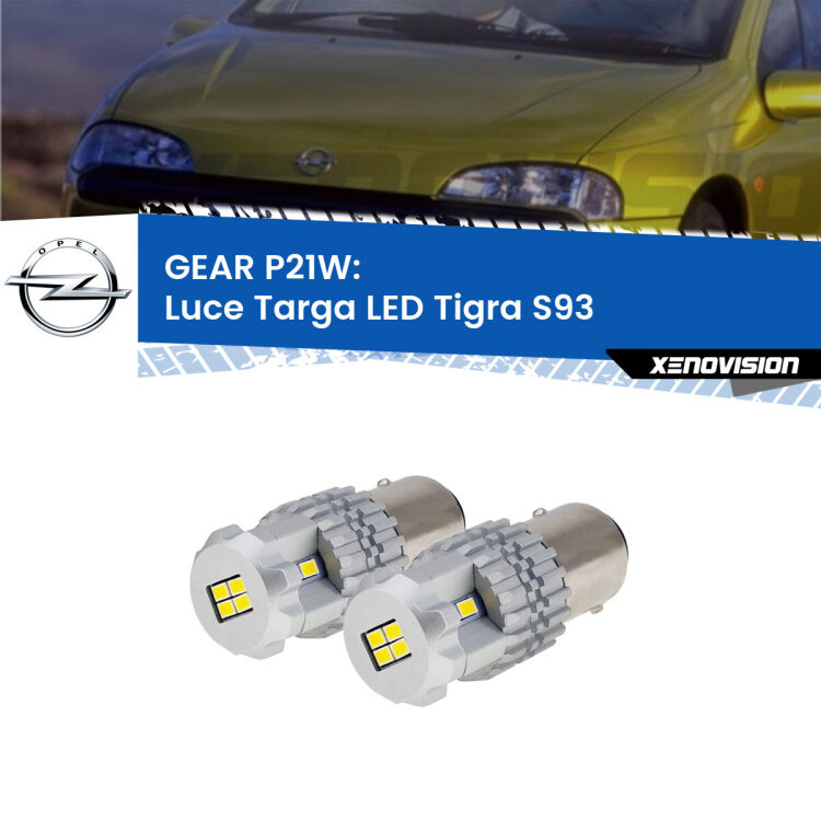 <strong>LED </strong><strong>Luce Targa Opel Tigra (S93) 1994 - 2000</strong> . Due lampade LED P21W effetto Stealth, ottima resa in ogni direzione, Qualità Massima.