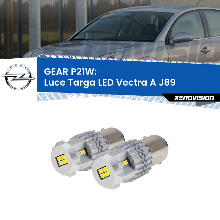 <strong>LED </strong><strong>Luce Targa Opel Vectra A (J89) 1988 - 1995</strong> . Due lampade LED P21W effetto Stealth, ottima resa in ogni direzione, Qualità Massima.