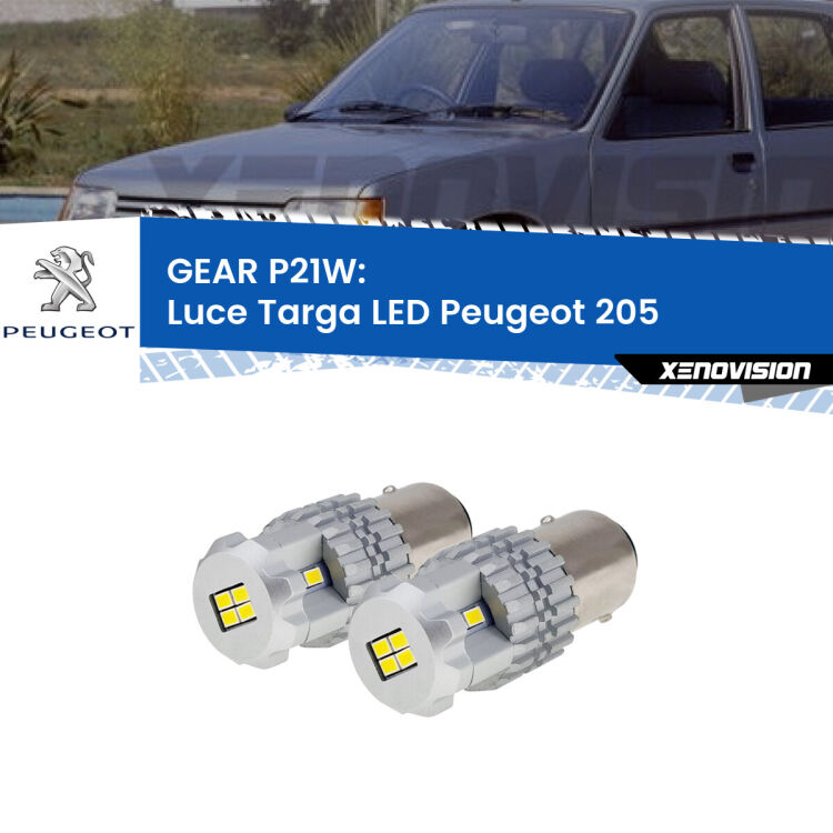 0 GEAR P21W: luce targa LED Peugeot 205 1983 - 1999 <strong>LED </strong><strong>Luce Targa Peugeot 205 1983 - 1999</strong> . Due lampade LED P21W effetto Stealth, ottima resa in ogni direzione, Qualità Massima.