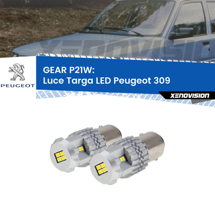 0 GEAR P21W: luce targa LED Peugeot 309 1989 - 1993 <strong>LED </strong><strong>Luce Targa Peugeot 309 1989 - 1993</strong> . Due lampade LED P21W effetto Stealth, ottima resa in ogni direzione, Qualità Massima.