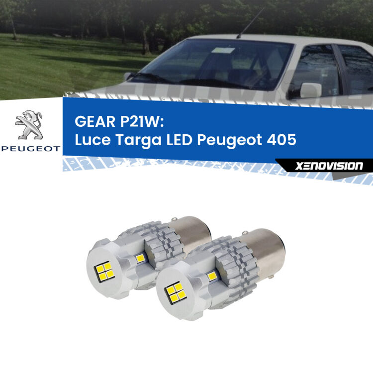 <strong>LED </strong><strong>Luce Targa Peugeot 405  1987 - 1997</strong> . Due lampade LED P21W effetto Stealth, ottima resa in ogni direzione, Qualità Massima.