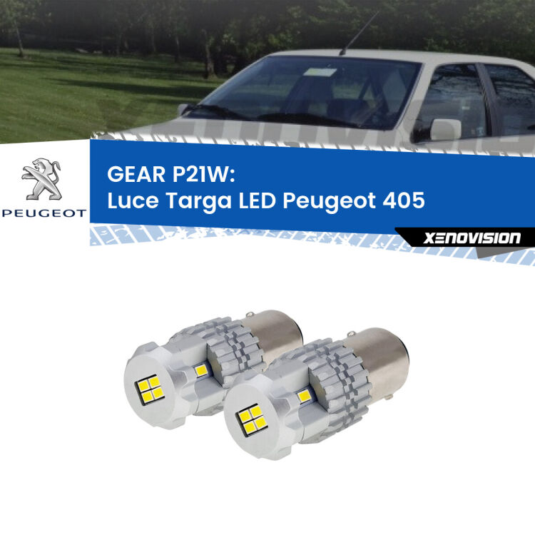 0 GEAR P21W: luce targa LED Peugeot 405 1987 - 1997 <strong>LED </strong><strong>Luce Targa Peugeot 405 1987 - 1997</strong> . Due lampade LED P21W effetto Stealth, ottima resa in ogni direzione, Qualità Massima.