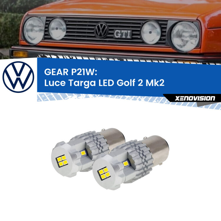 <strong>LED </strong><strong>Luce Targa VW Golf 2 (Mk2) Versione 2</strong> . Due lampade LED P21W effetto Stealth, ottima resa in ogni direzione, Qualità Massima.