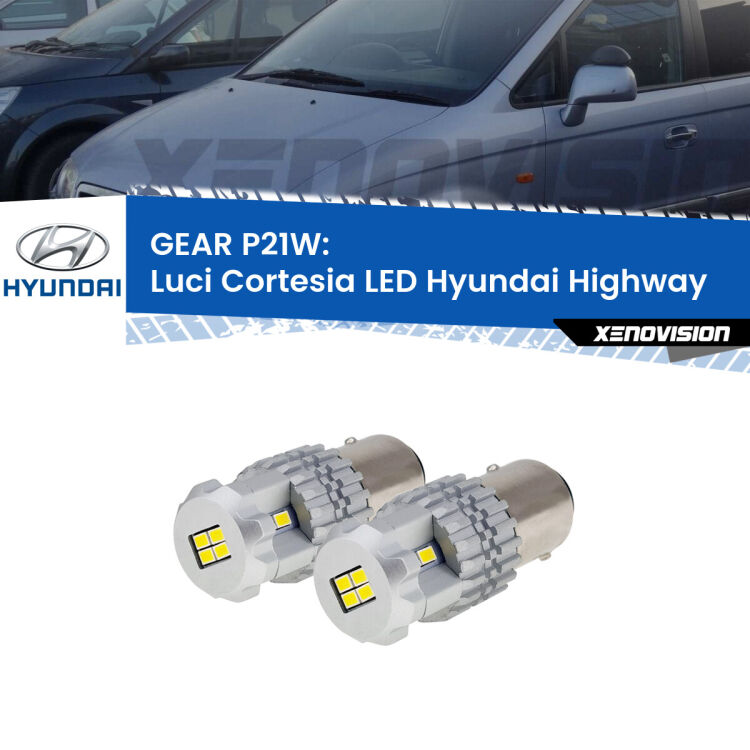 <strong>LED </strong><strong>Luci Cortesia Hyundai Highway  anteriori 1ª serie</strong> . Due lampade LED P21W effetto Stealth, ottima resa in ogni direzione, Qualità Massima.