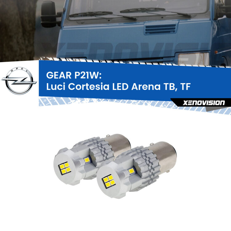 0 GEAR P21W: luci cortesia LED Opel Arena (TB, TF) anteriori <strong>LED </strong><strong>Luci Cortesia Opel Arena (TB, TF) anteriori</strong> . Due lampade LED P21W effetto Stealth, ottima resa in ogni direzione, Qualità Massima.