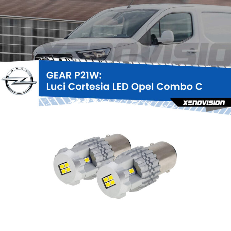 <strong>LED </strong><strong>Luci Cortesia Opel Combo C  2001 - 2011</strong> . Due lampade LED P21W effetto Stealth, ottima resa in ogni direzione, Qualità Massima.
