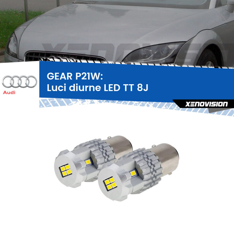 <strong>LED </strong><strong>Luci diurne Audi TT (8J) 2006 - 2014</strong> . Due lampade LED P21W effetto Stealth, ottima resa in ogni direzione, Qualità Massima.