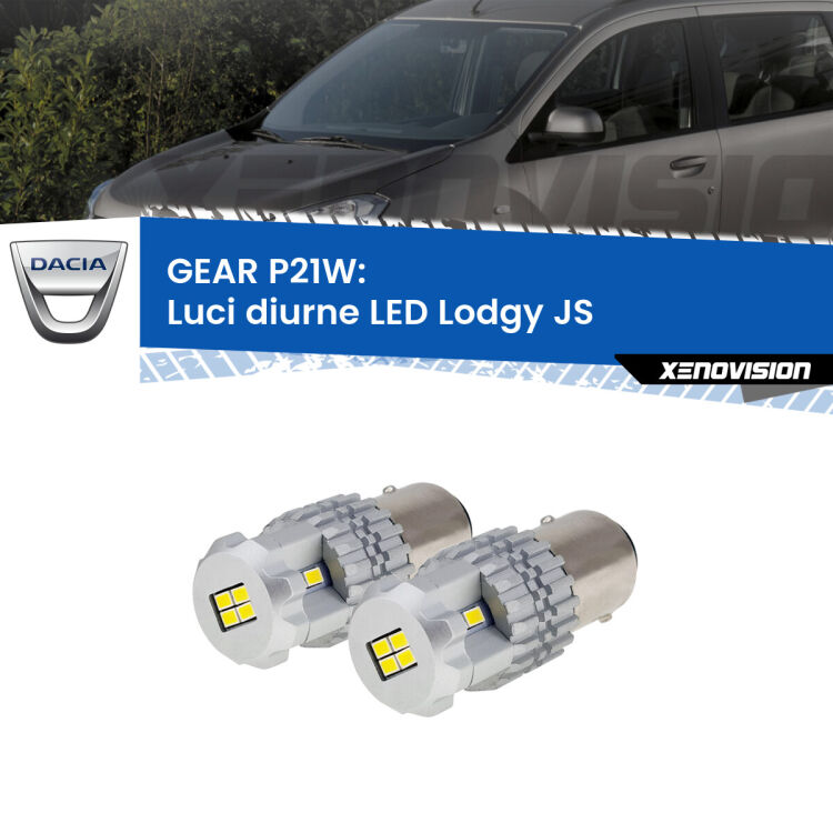 <strong>LED </strong><strong>Luci diurne Dacia Lodgy (JS) 2012 in poi</strong> . Due lampade LED P21W effetto Stealth, ottima resa in ogni direzione, Qualità Massima.