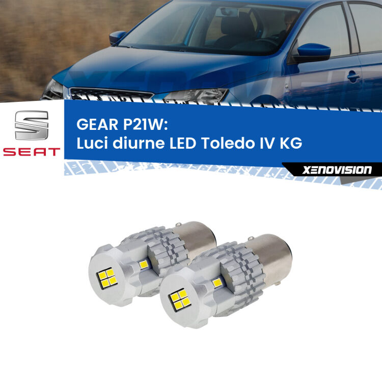 <strong>LED </strong><strong>Luci diurne Seat Toledo IV (KG) 2012 - 2019</strong> . Due lampade LED P21W effetto Stealth, ottima resa in ogni direzione, Qualità Massima.