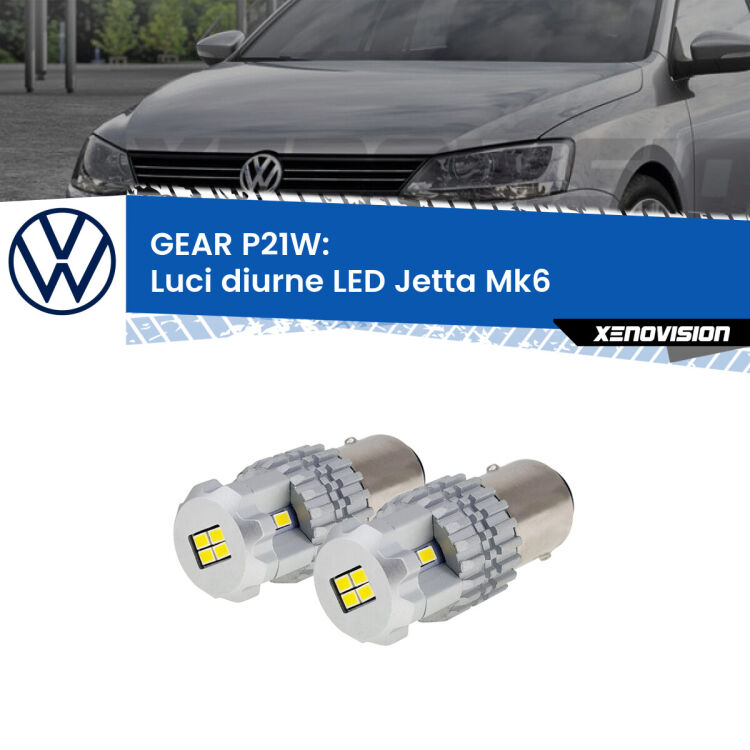 <strong>LED </strong><strong>Luci diurne VW Jetta (Mk6) 2010 - 2017</strong> . Due lampade LED P21W effetto Stealth, ottima resa in ogni direzione, Qualità Massima.