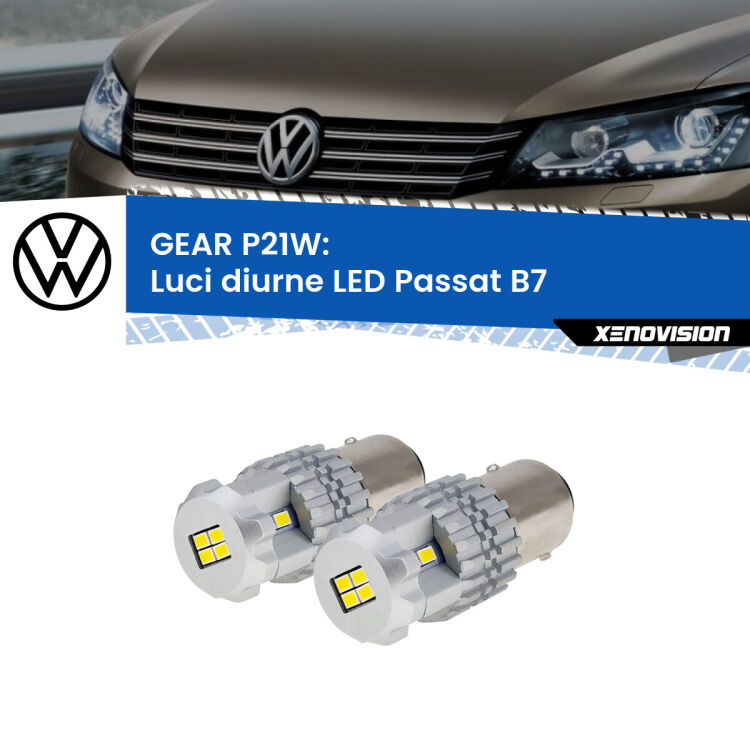 0 GEAR P21W: luci diurne LED VW Passat (B7) 2010 - 2014 <strong>LED </strong><strong>Luci diurne VW Passat (B7) 2010 - 2014</strong> . Due lampade LED P21W effetto Stealth, ottima resa in ogni direzione, Qualità Massima.