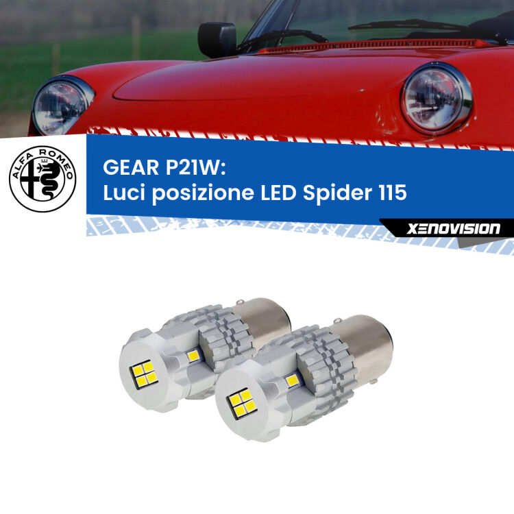 0 GEAR P21W: luci posizione LED Alfa romeo Spider (115) 1971-1993 <strong>LED </strong><strong>Luci posizione Alfa romeo Spider (115) 1971-1993</strong> . Due lampade LED P21W effetto Stealth, ottima resa in ogni direzione, Qualità Massima.