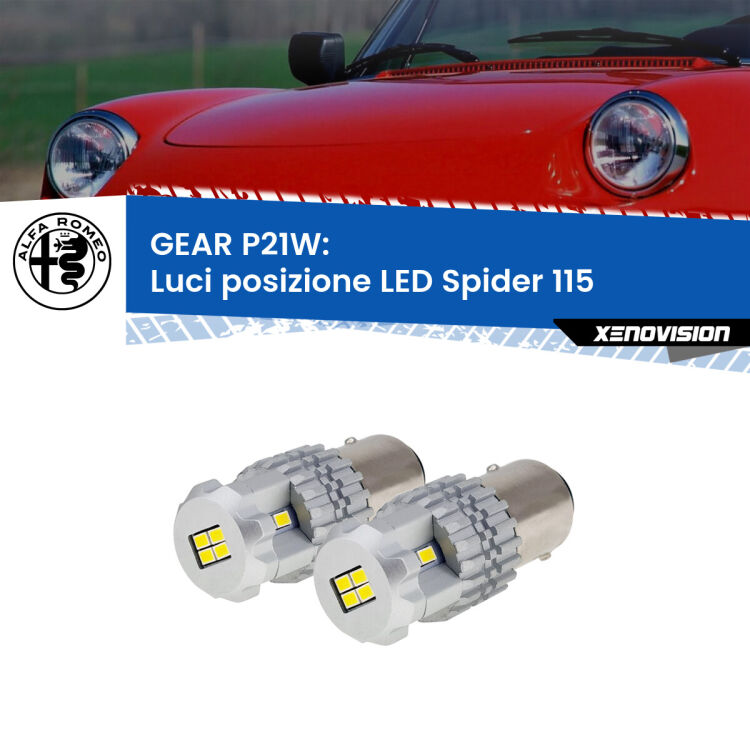<strong>LED </strong><strong>Luci posizione Alfa romeo Spider (115) 1971-1993</strong> . Due lampade LED P21W effetto Stealth, ottima resa in ogni direzione, Qualità Massima.
