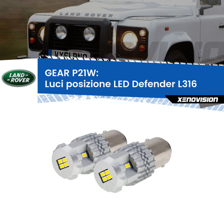 <strong>LED </strong><strong>Luci posizione Land rover Defender (L316) 1998-2016</strong> . Due lampade LED P21W effetto Stealth, ottima resa in ogni direzione, Qualità Massima.