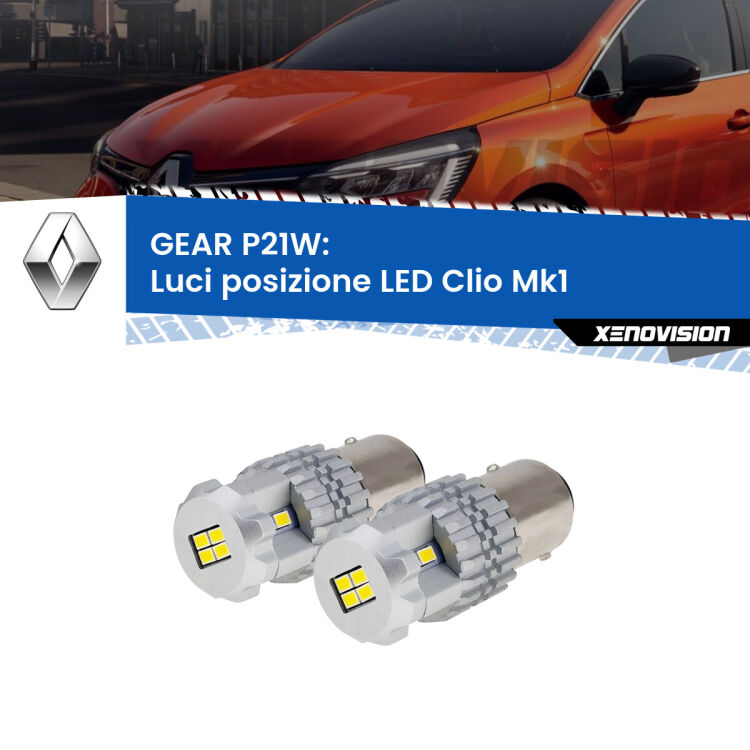 <strong>LED </strong><strong>Luci posizione Renault Clio (Mk1) 1990-1998</strong> . Due lampade LED P21W effetto Stealth, ottima resa in ogni direzione, Qualità Massima.