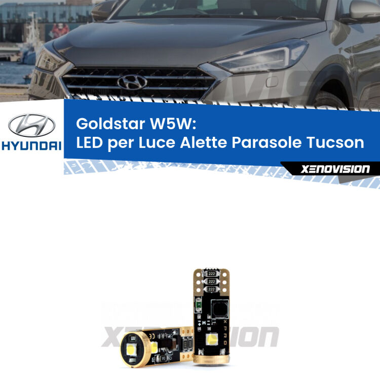 <strong>Luce Alette Parasole LED Hyundai Tucson</strong> JM 2004 - 2010: ottima luminosità a 360 gradi. Si inseriscono ovunque. Canbus, Top Quality.